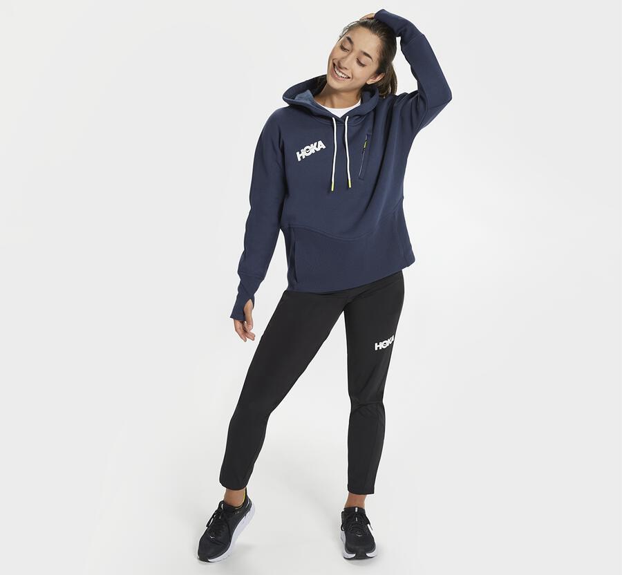 Hoodie Womens - Hoka One One Performance - Navy - PHCUIRX-90